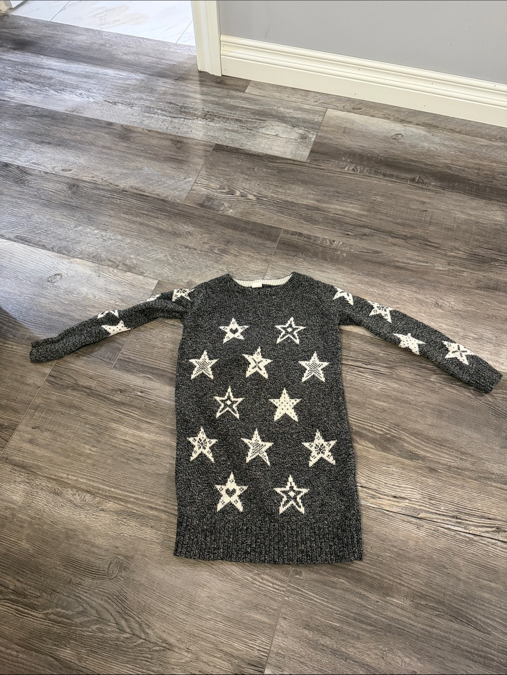 Gap Cozy Star-Pattern Long Sweater Dress - Charcoal Gray